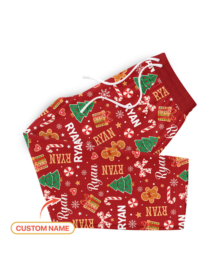 Custom Name Christmas Crew Family Matching Bamboo Men's Pajama Set