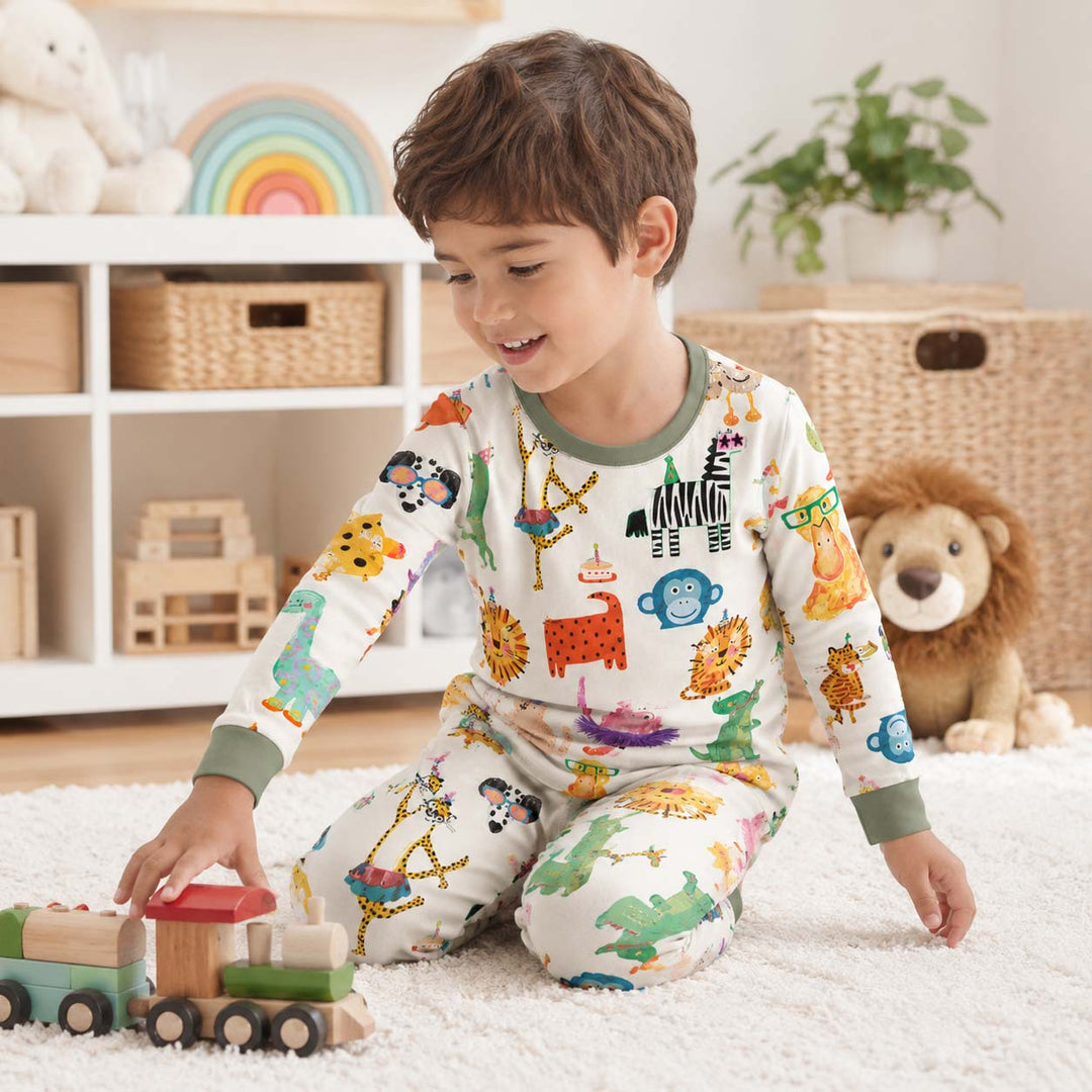 Party Animal Parade Bamboo Two Piece Long Sleeve Pajama Set