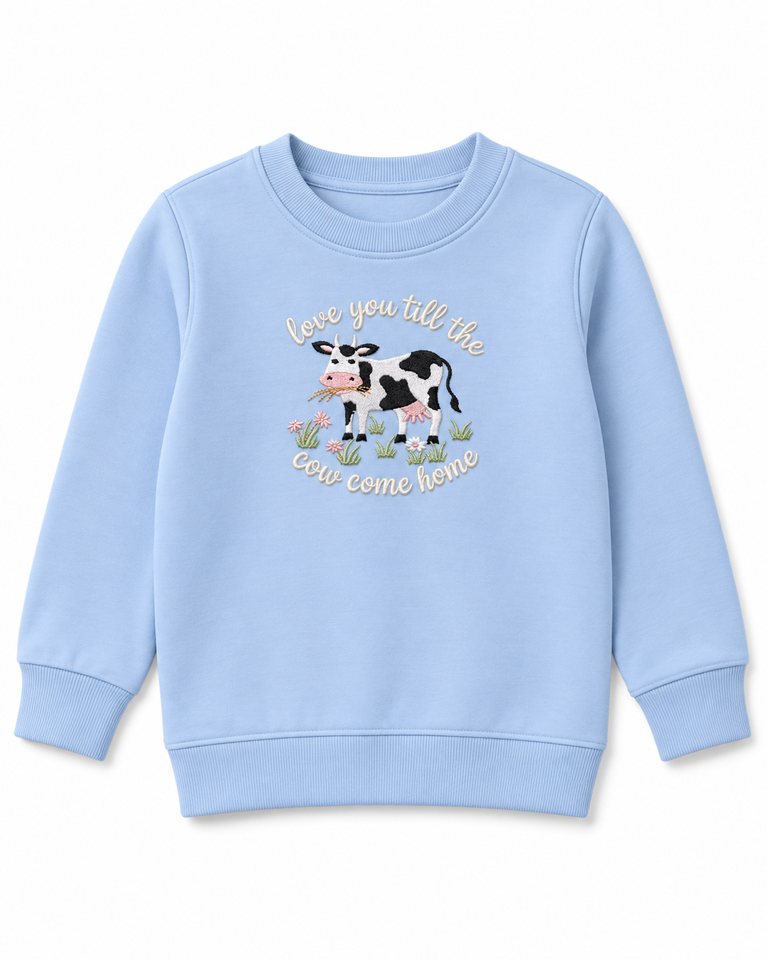 Love You Till The Cow Come Home Embroidered Bamboo Crewneck Sweatshirt