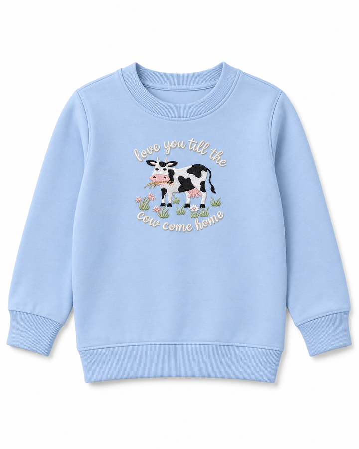 Love You Till The Cow Come Home Embroidered Bamboo Crewneck Sweatshirt