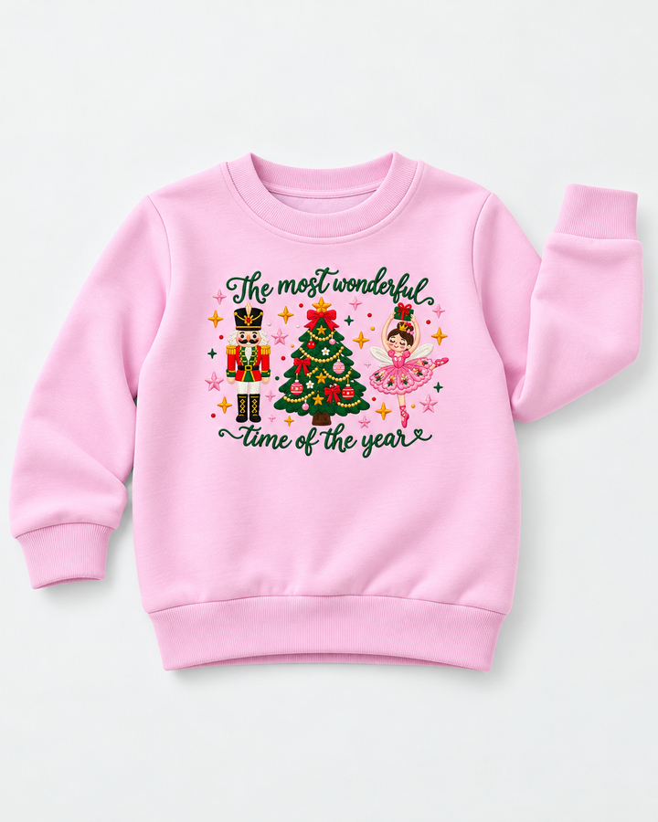 Nutcracker The Most Wonderfull Time Of The Year Embroidered Bamboo Crewneck Sweatshirt