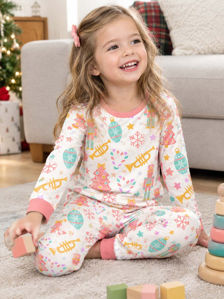 Pastel Nutcracker Christmas Bamboo Two Piece Long Sleeve Pajama Set