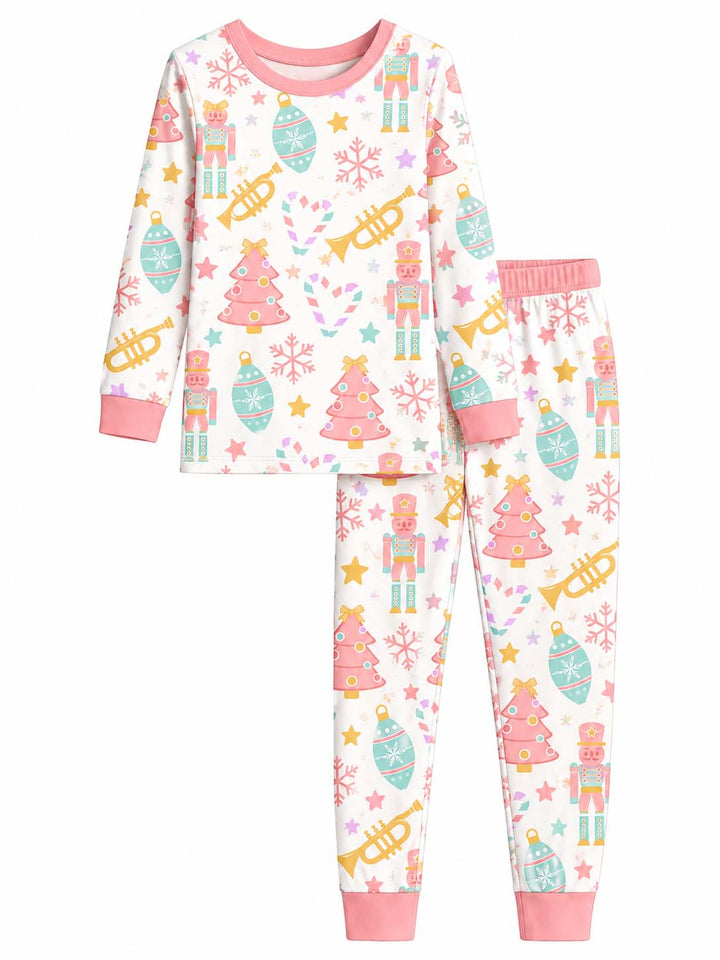 Pastel Nutcracker Christmas Bamboo Two Piece Long Sleeve Pajama Set