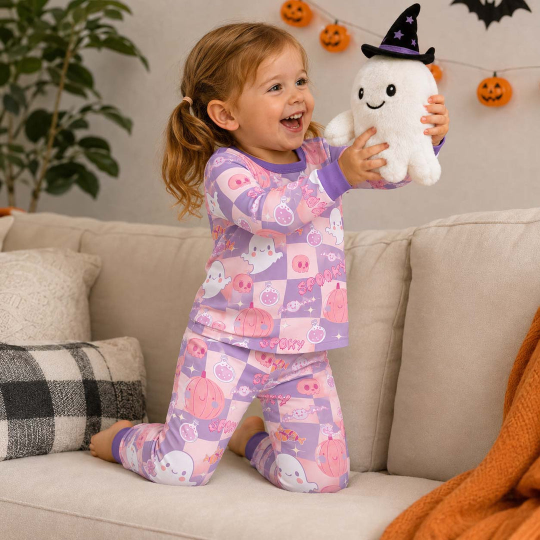 Pastel Spooky Friends Bamboo Two Piece Long Sleeve Pajama Set
