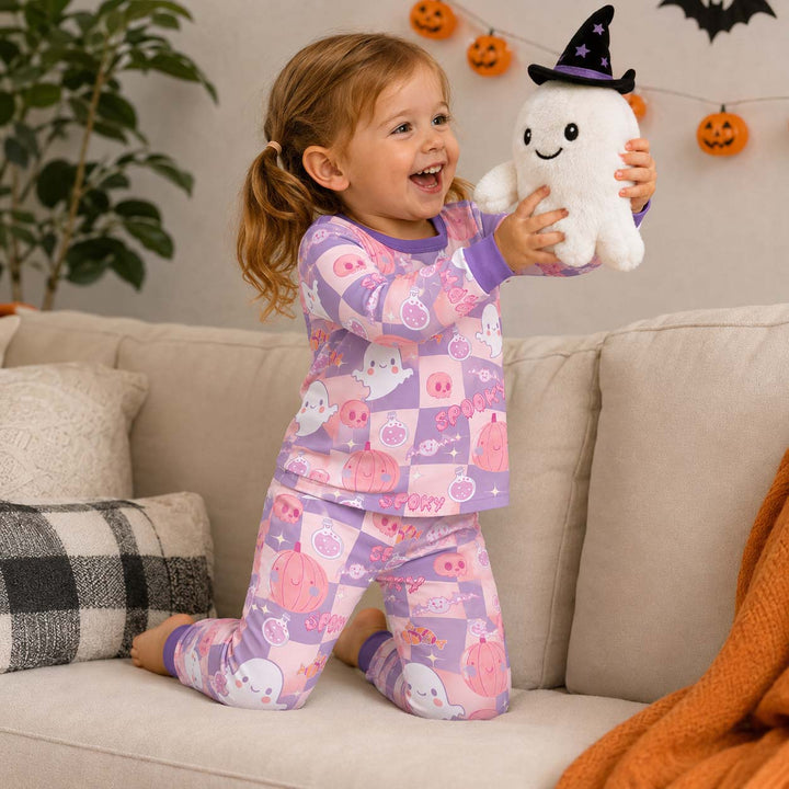 Pastel Spooky Friends Bamboo Two Piece Long Sleeve Pajama Set
