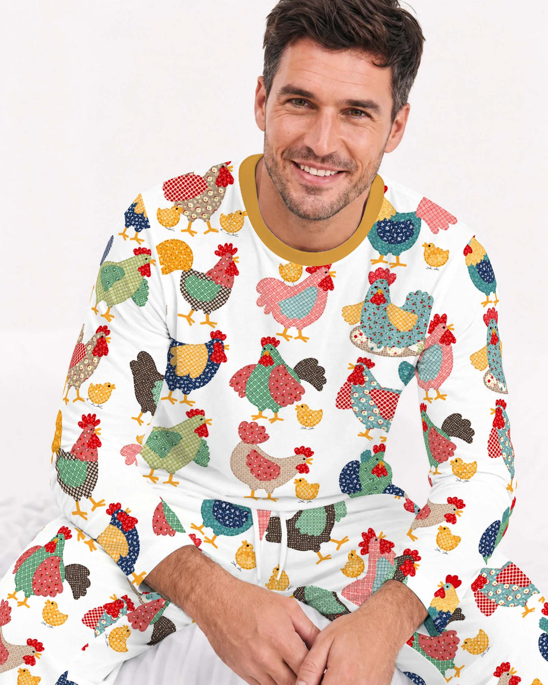 Patchwork Chicken Collection Bamboo Men's Pajama Set