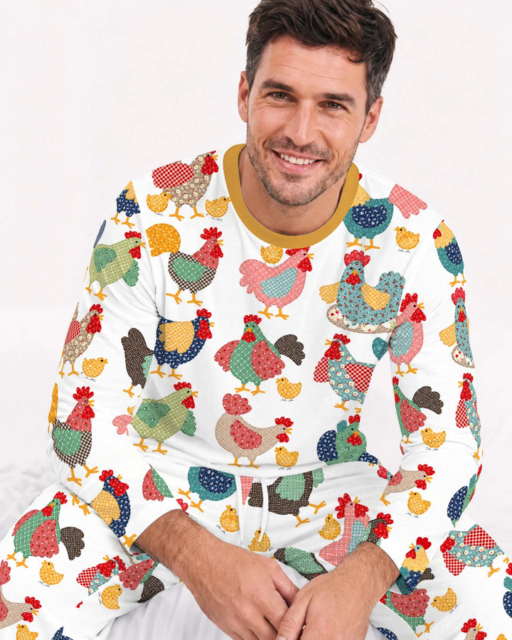 Patchwork Chicken Collection Bamboo Men's Pajama Set