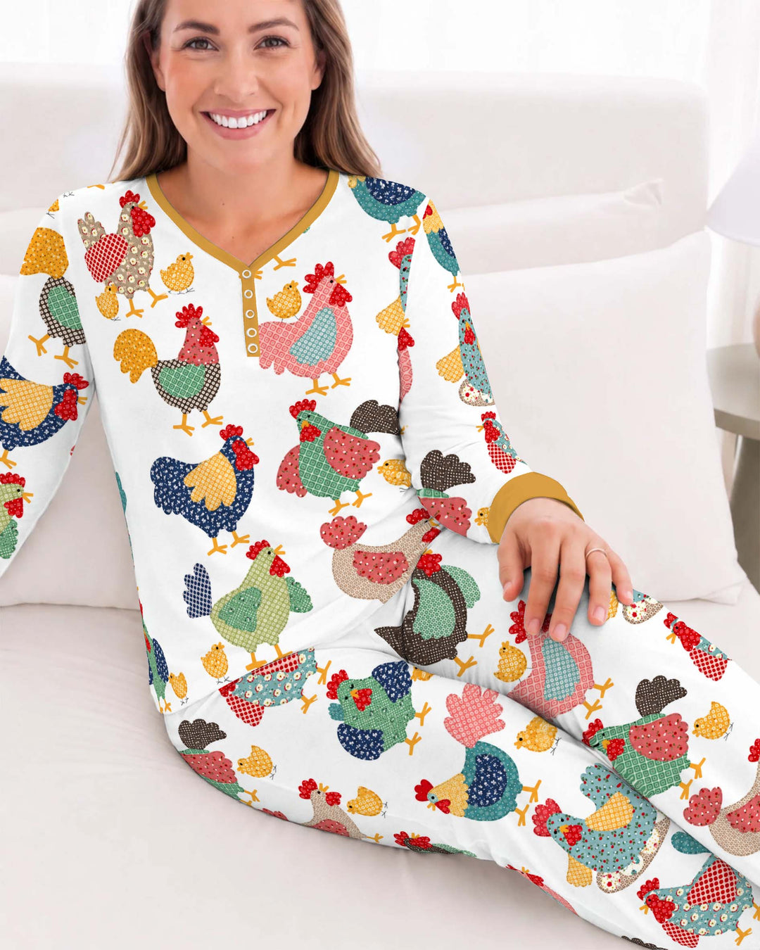 Patchwork Chicken Collection Bamboo Women Pajama Set