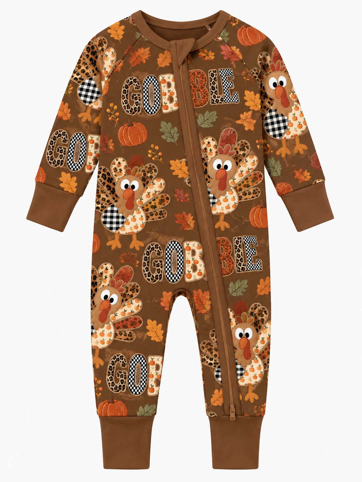 Patchwork Gobble Turkey Pumpkin Bamboo Convertible Zippy