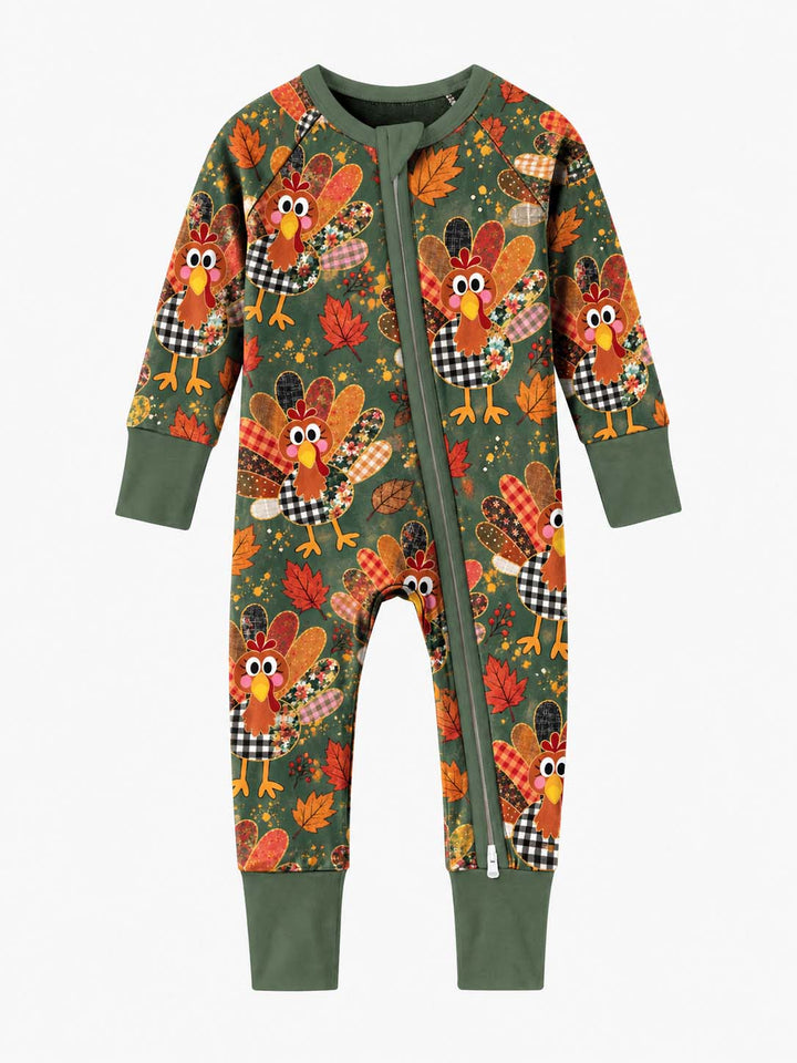Patchwork Turkey Autumn Leaves Bamboo Convertible Zippy