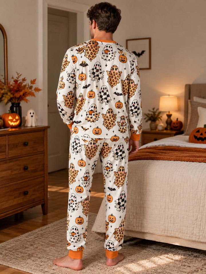 Patterned Ghost Halloween Bamboo Men's Pajama Set
