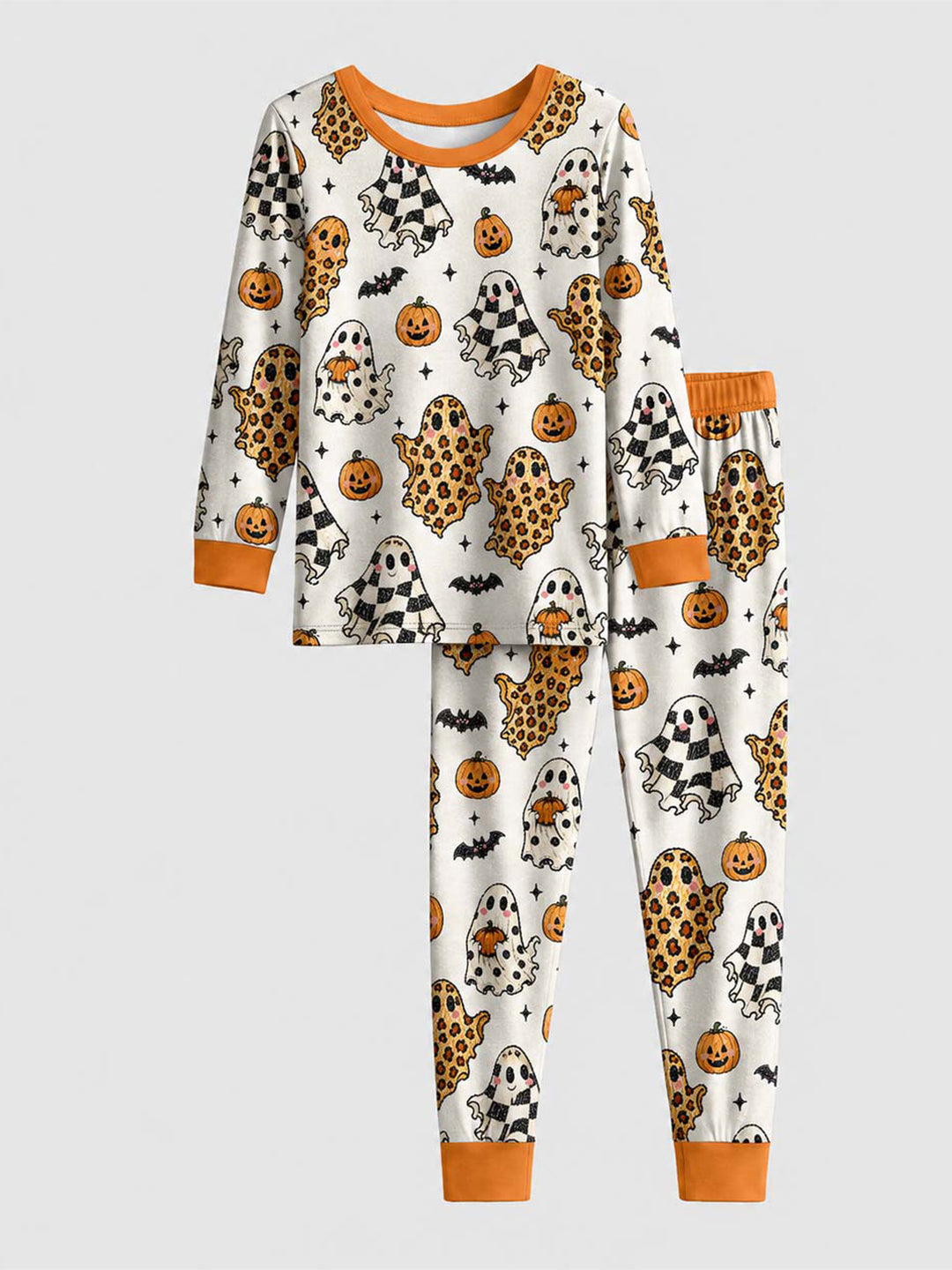 Patterned Ghost Halloween Bamboo Men's Pajama Set