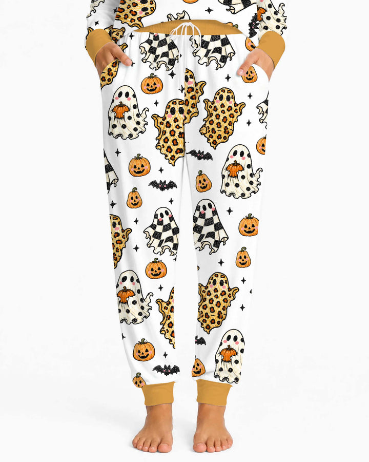 Patterned Ghost Halloween Bamboo Women Pajama Set