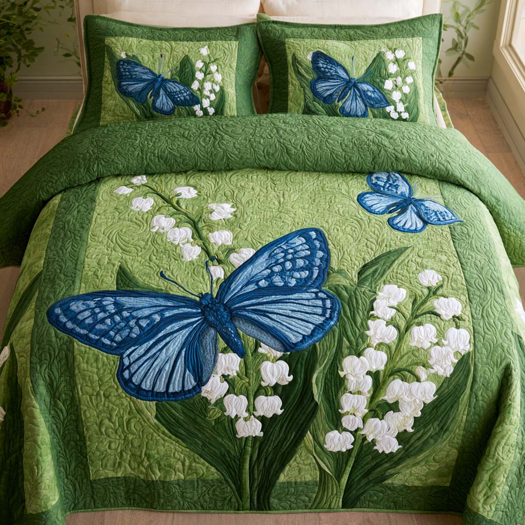 Peaceful Butterfly Moments Bamboo Quilt Bedding Set