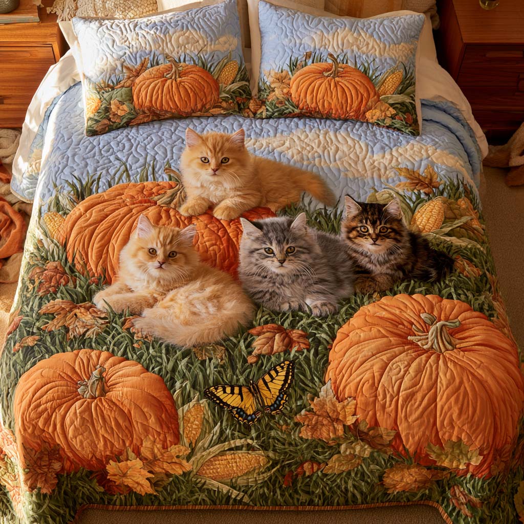 Peaceful Cat Haven Bamboo Quilt Bedding Set