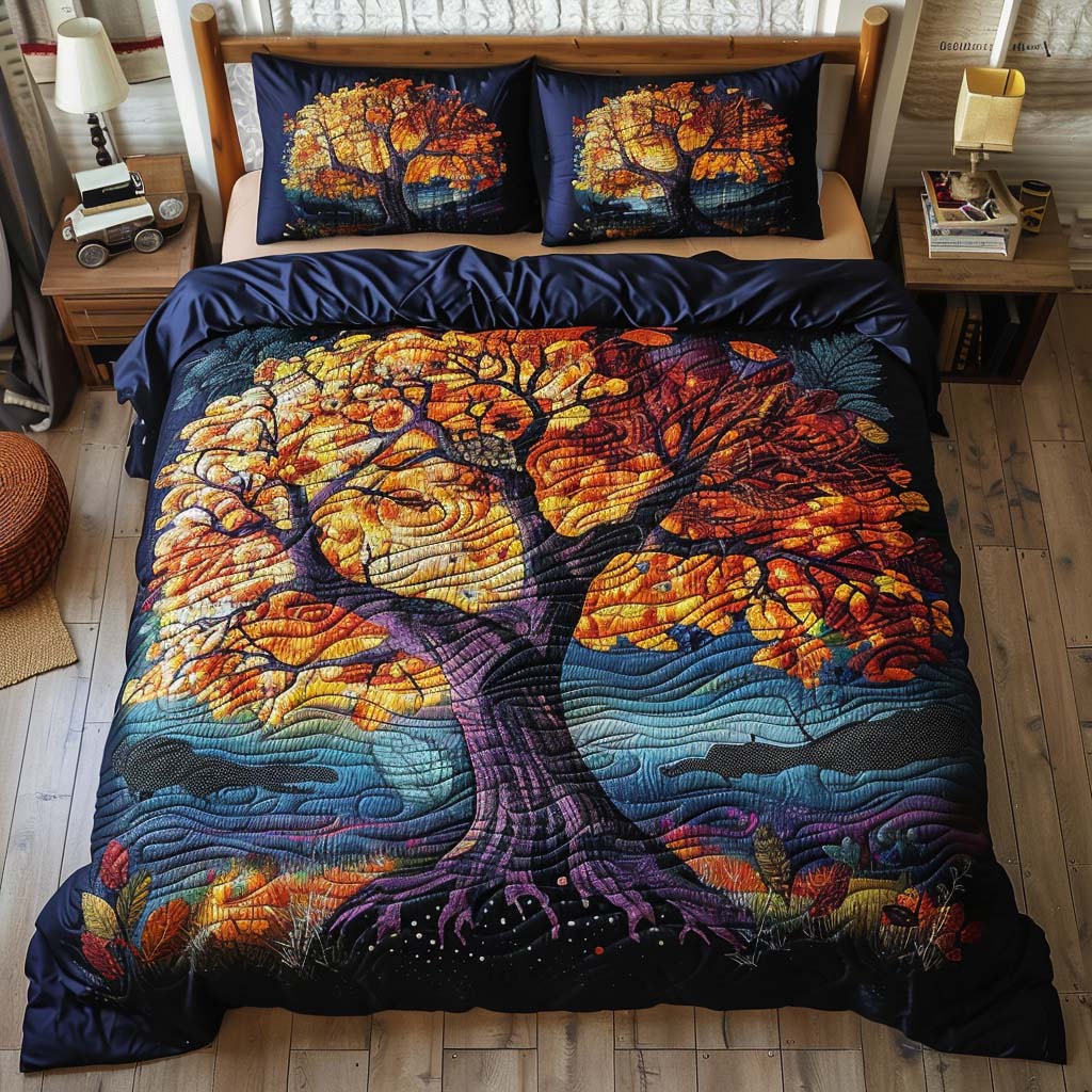 Peaceful Life Tree Bamboo Quilt Bedding Set