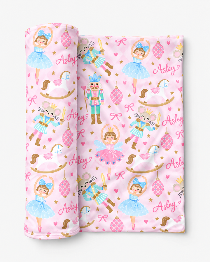 Custom Name Nutcracker Christmas Bamboo Swaddle Blanket