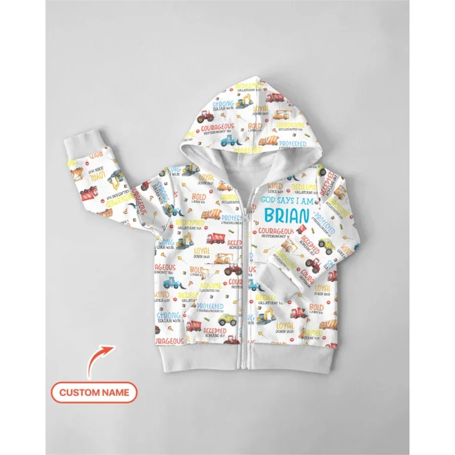 Personalized God Says I Am Little Builder Bamboo Zip Hoodie