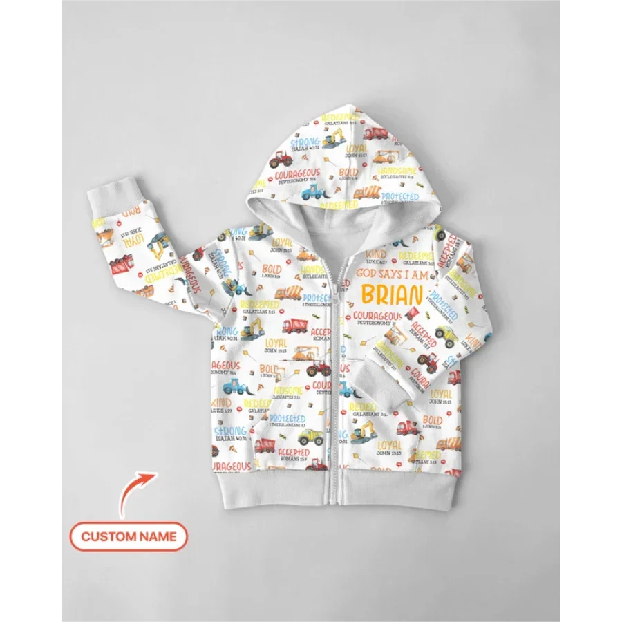 Personalized God Says I Am Little Builder Bamboo Zip Hoodie