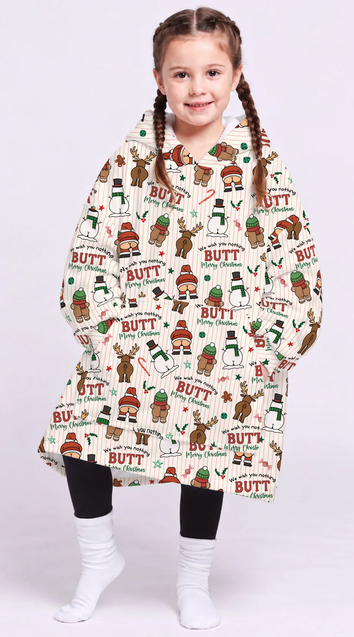 We Wish You Nothing Butt Merry Bamboo Blanket Hoodie
