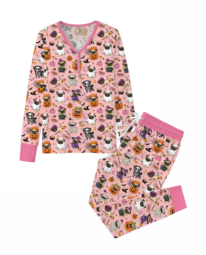 Spooky Pug Bamboo Women Pajama Set
