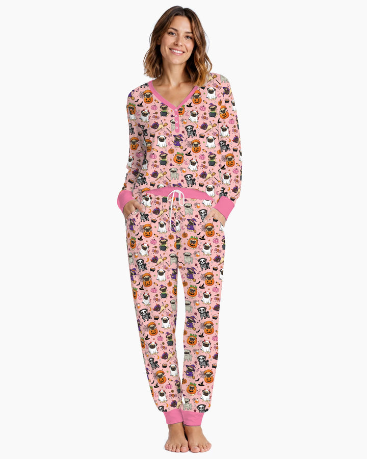 Spooky Pug Bamboo Women Pajama Set