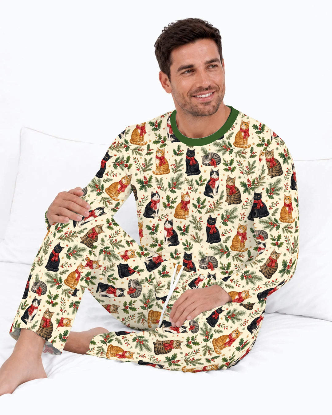 Christmas Cat Carolers Bamboo Men's Pajama Set
