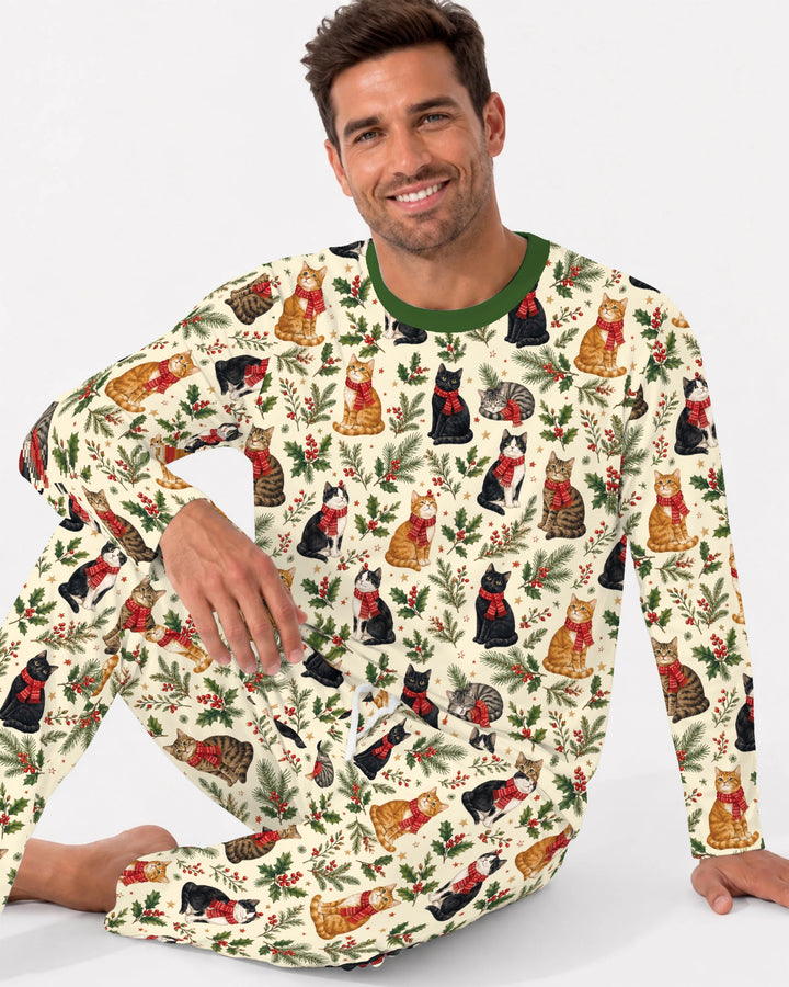 Christmas Cat Carolers Bamboo Men's Pajama Set