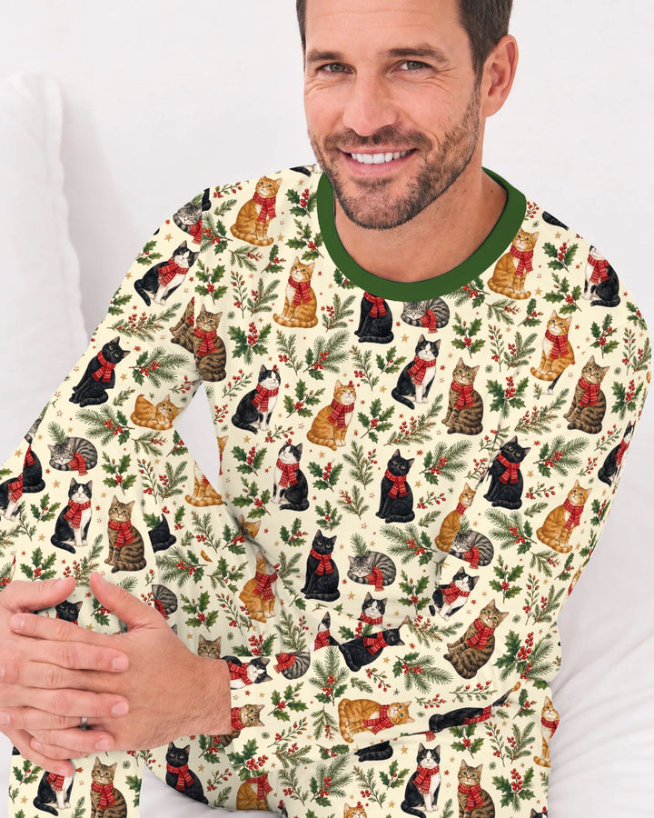 Christmas Cat Carolers Bamboo Men's Pajama Set