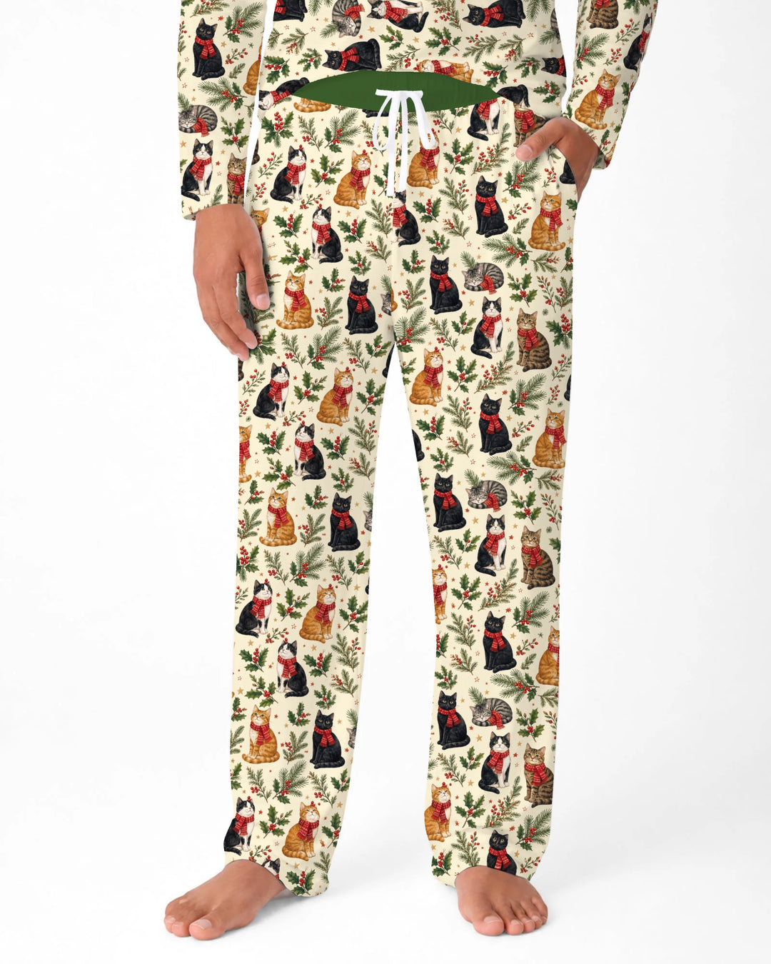 Christmas Cat Carolers Bamboo Men's Pajama Set