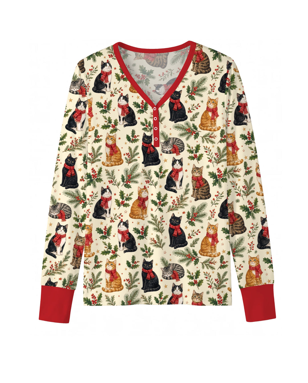 Christmas Cat Carolers Bamboo Women Pajama Set