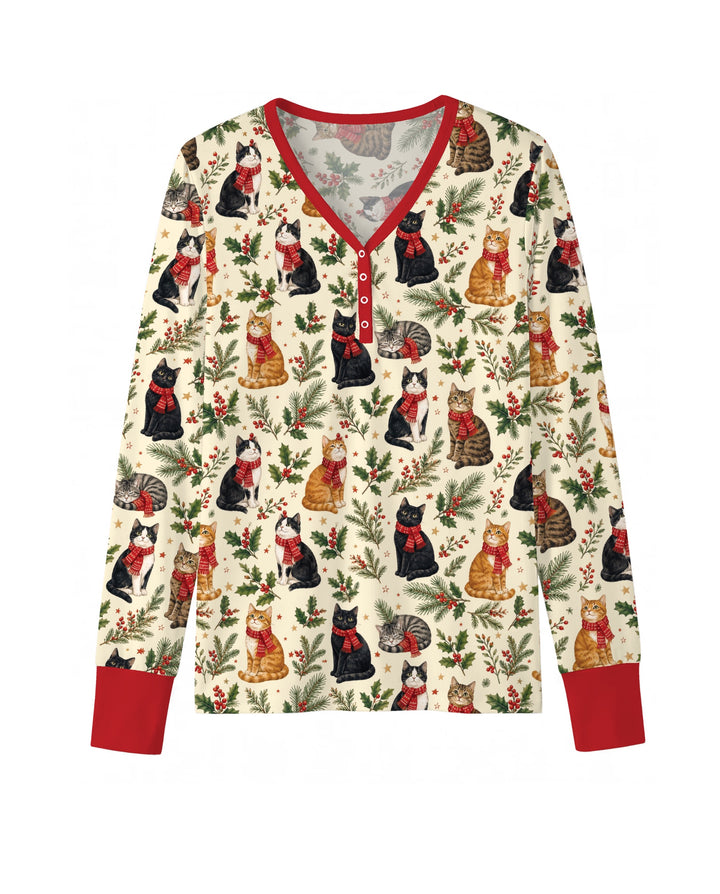 Christmas Cat Carolers Bamboo Women Pajama Set