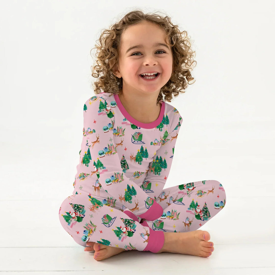 Jolly Forest Christmas Family Matching Bamboo Two Piece Long Sleeve Pajama Set