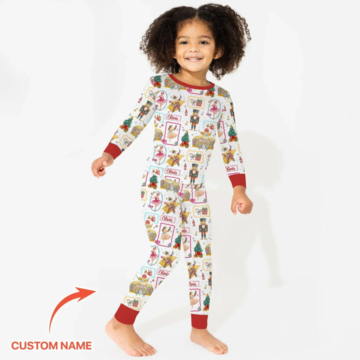 The Enchanted Nutcracker Custom Name Bamboo Two Piece Long Sleeve Pajama Set