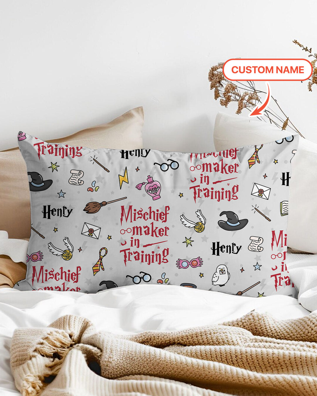 Custom Name Mischief Maker In Training Bamboo Pillow Case