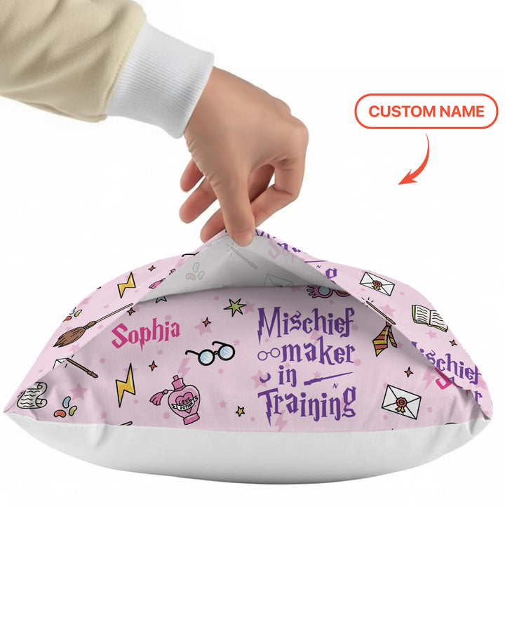 Custom Name Mischief Maker In Training Bamboo Pillow Case