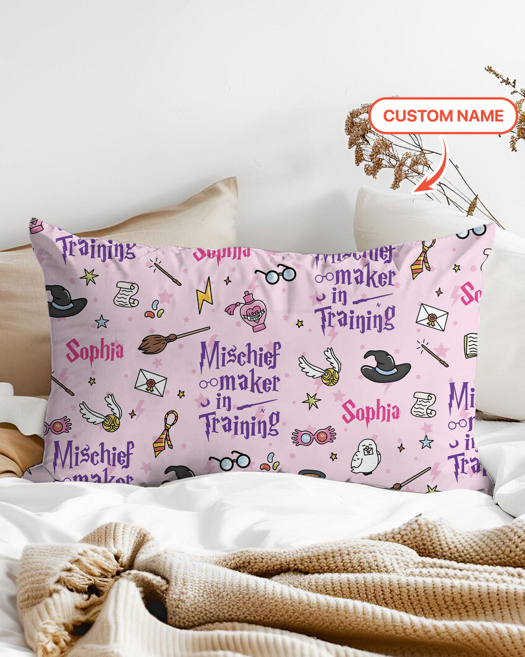 Custom Name Mischief Maker In Training Bamboo Pillow Case