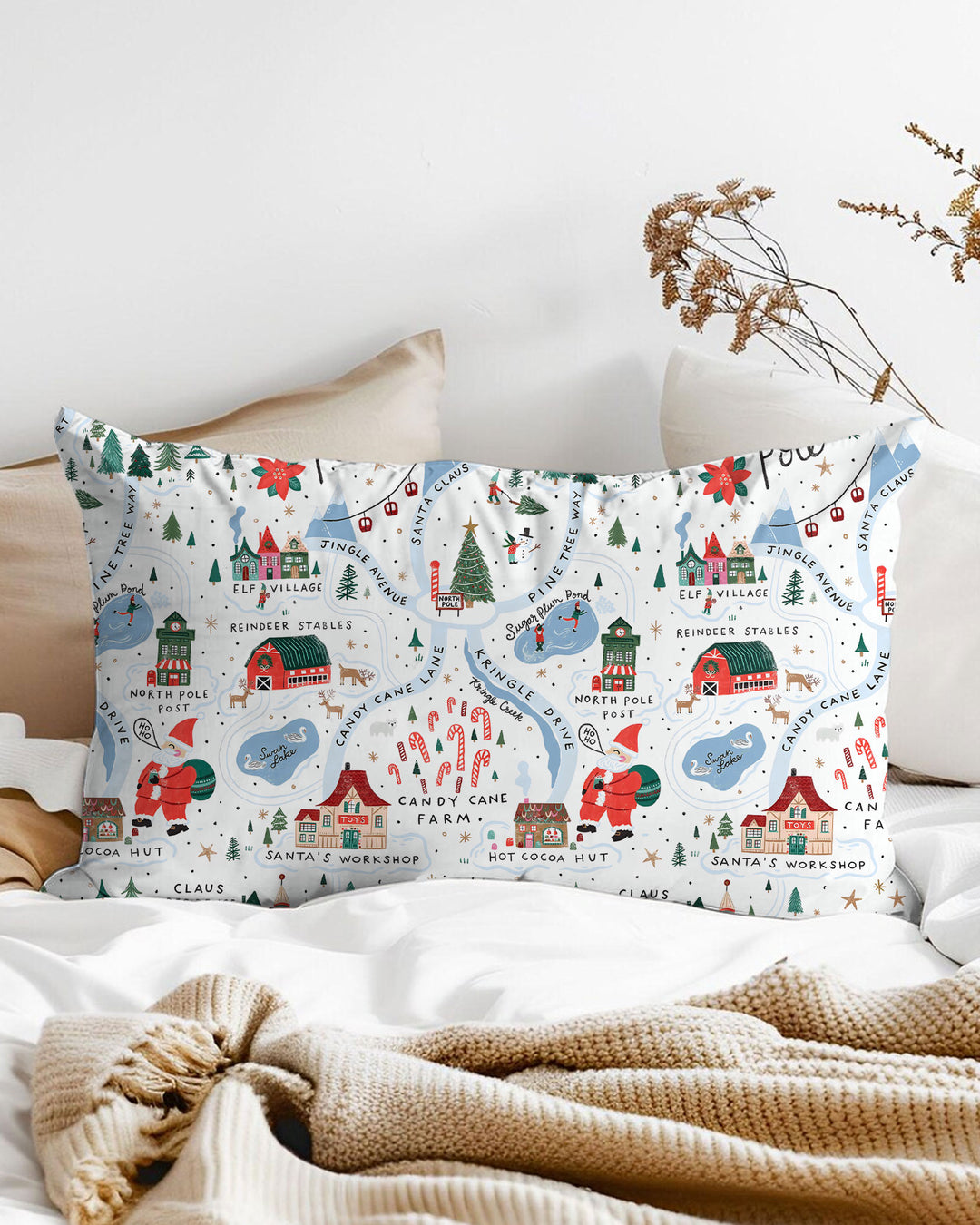 The North Pole Map Bamboo Pillow Case