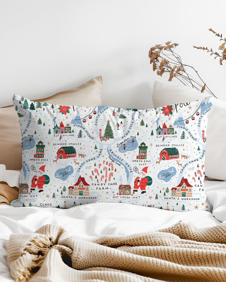 The North Pole Map Bamboo Pillow Case