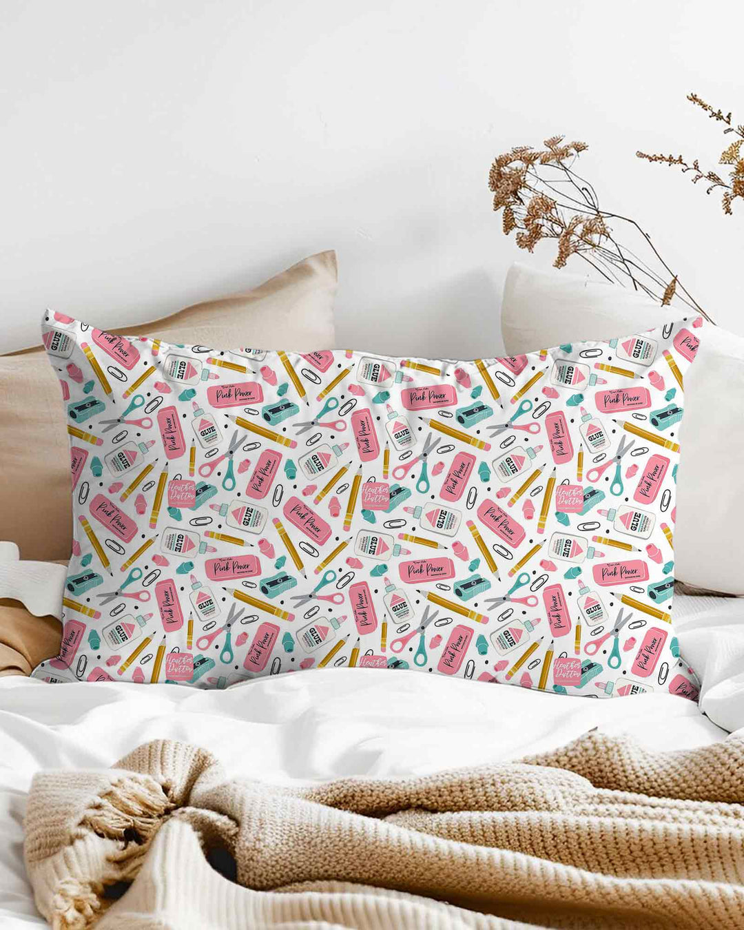 Pink Power School Supplies Bamboo Pillow Case