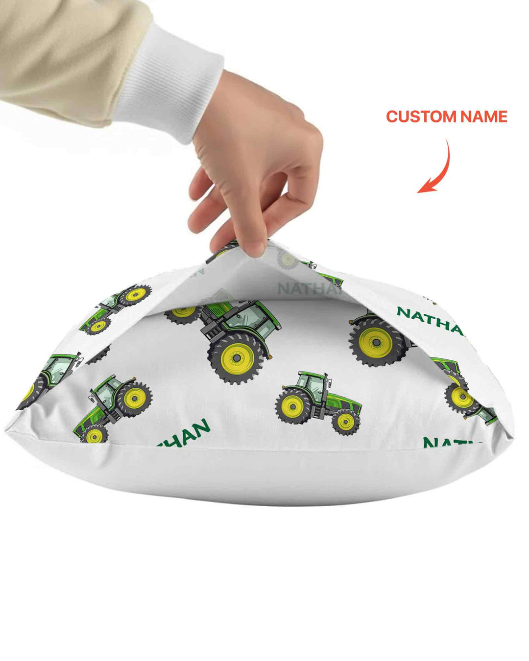 Custom Name Green Tractors Matching Daddy & Me Bamboo Pillow Case