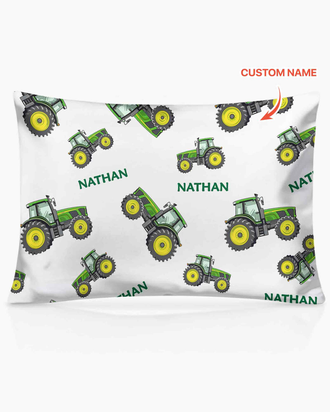 Custom Name Green Tractors Matching Daddy & Me Bamboo Pillow Case