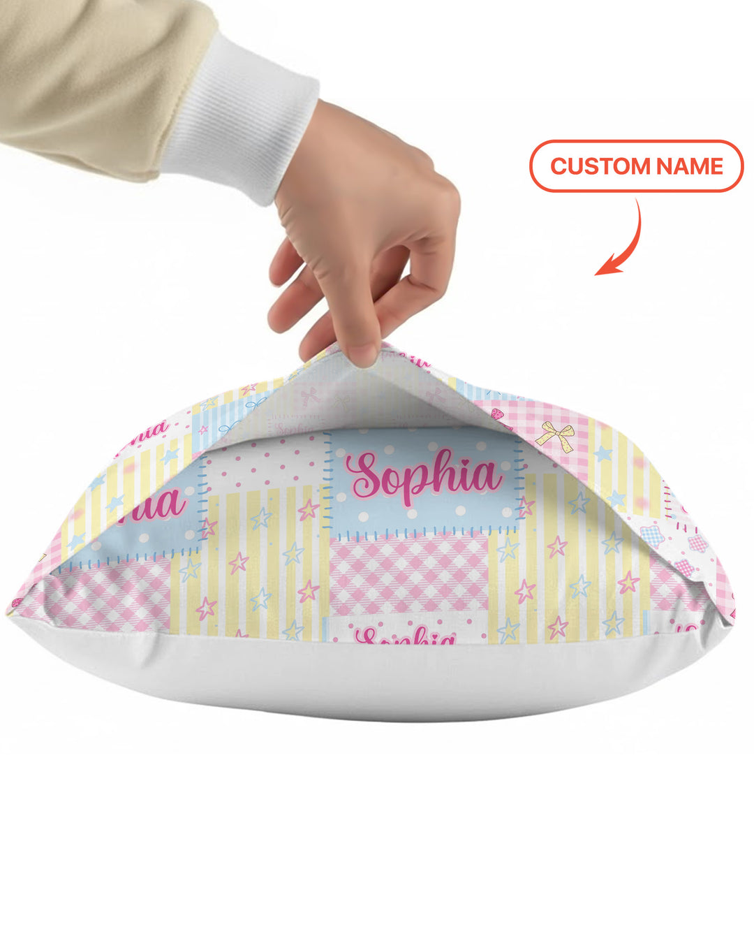 Custom Name Sweet Patchwork Bamboo Pillow Case