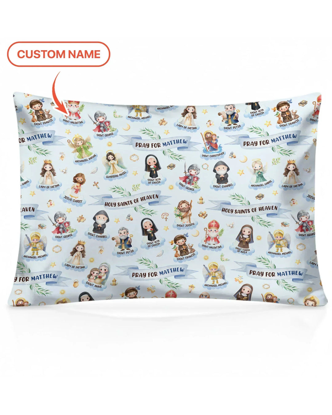 Holy Saints of Heaven Custom Name Bamboo Pillow Case