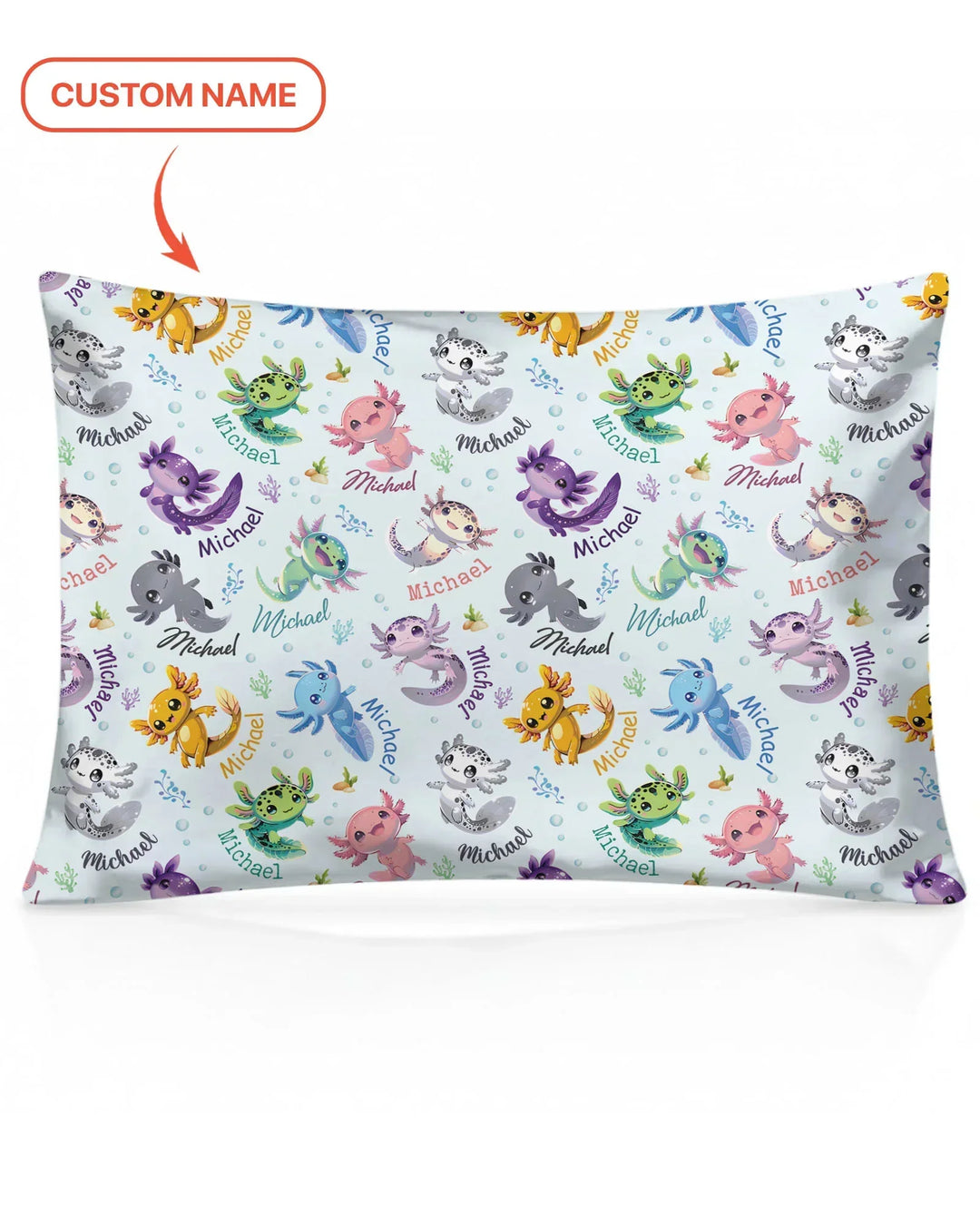 I Love You Axolotl Custom Name Bamboo Pillow Case