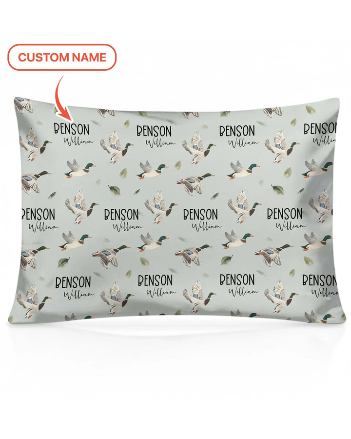Custom Name Mallard Duck Bamboo Pillow Case