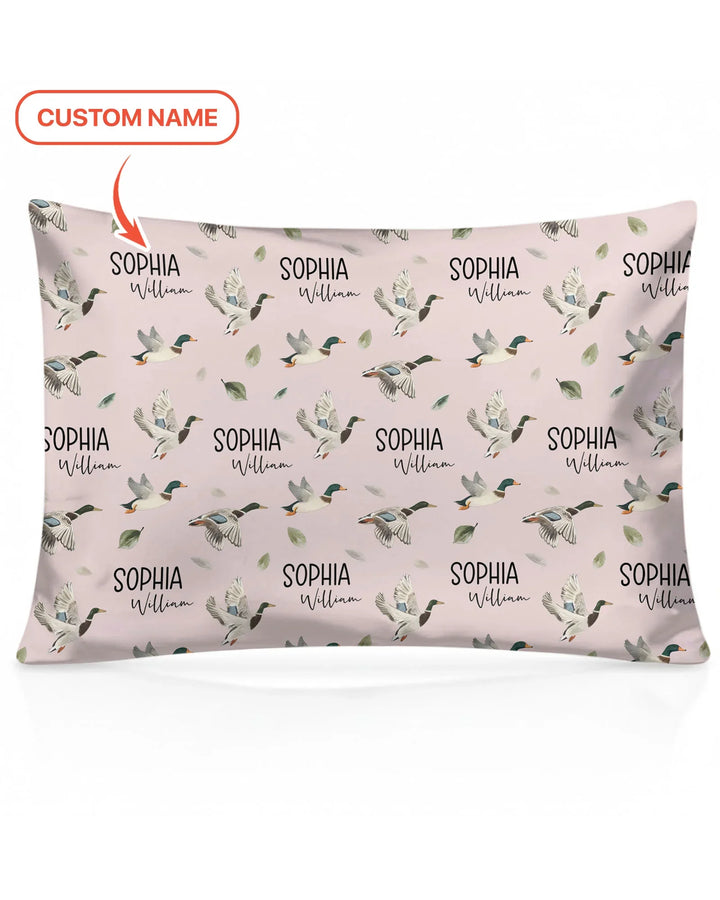 Custom Name Mallard Duck Bamboo Pillow Case