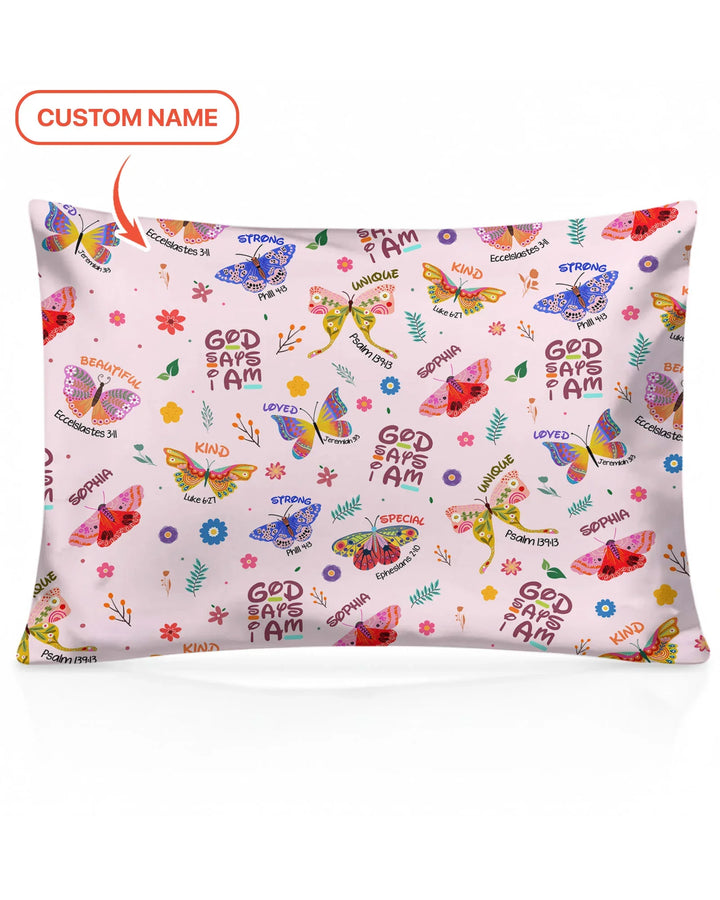 Custom Name God says I am Butterfly Bamboo Pillow Case