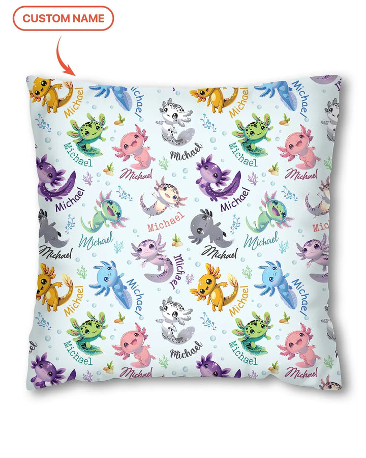 I Love You Axolotl Custom Name Bamboo Pillow Case