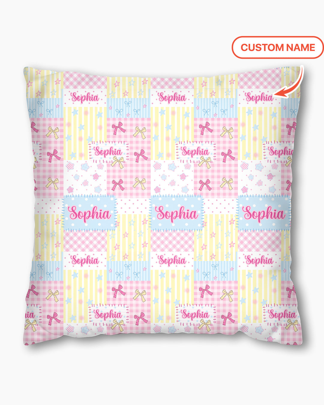 Custom Name Sweet Patchwork Bamboo Pillow Case